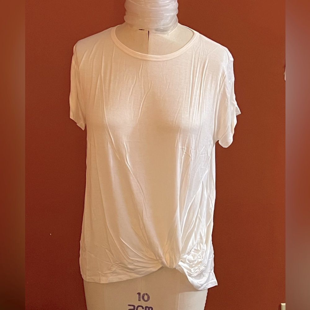 Ginger G Twist Front White Tshirt